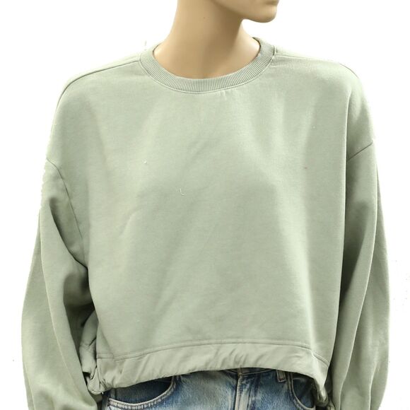 Maeve Anthropologie Big Top Sweatshirt Cotton Pullover Solid Green XS 286376 - Picture 4 of 7